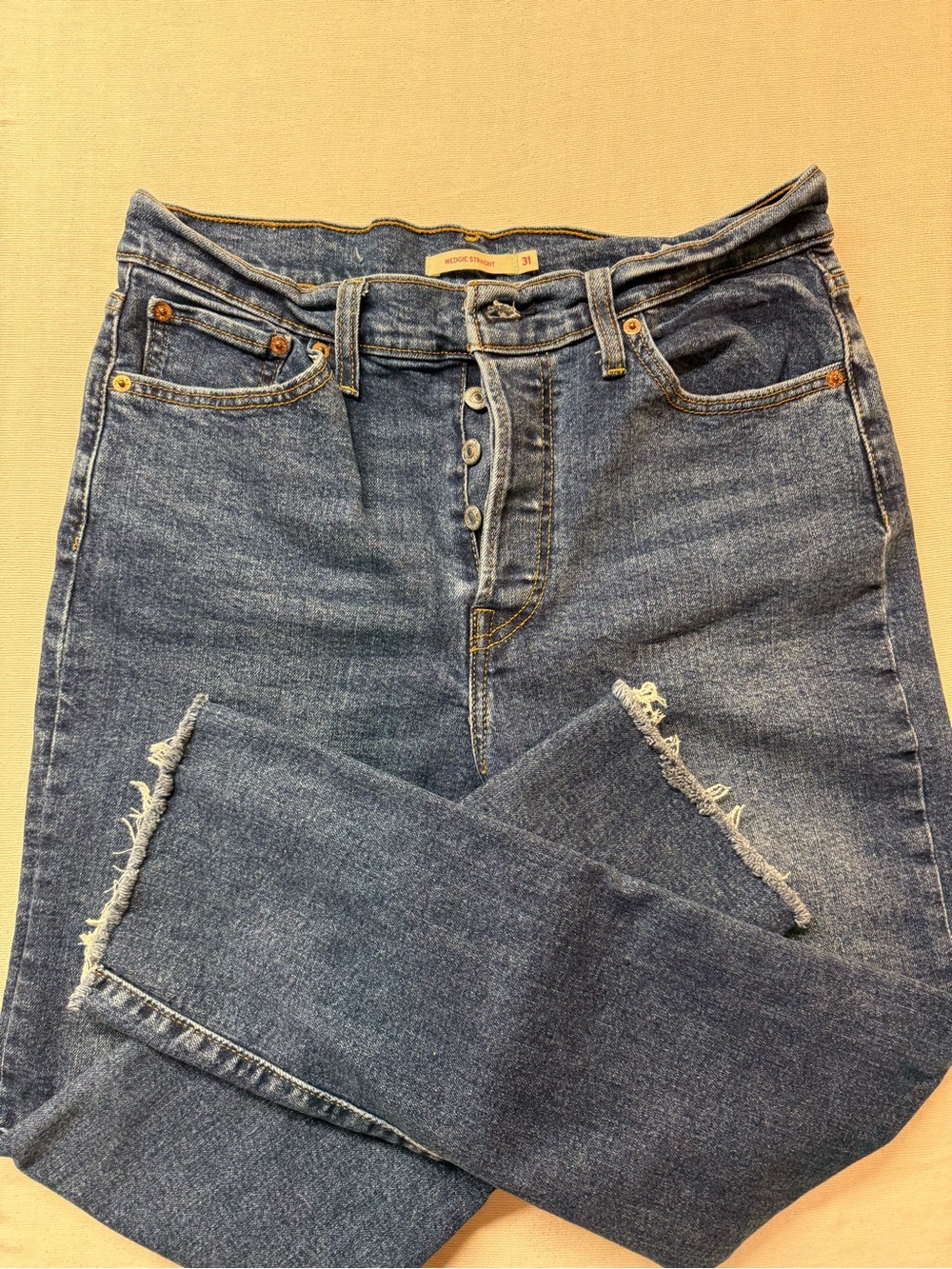Classic High-Rise Button-Fly wedgie straight-Women’s Jeans - Blue